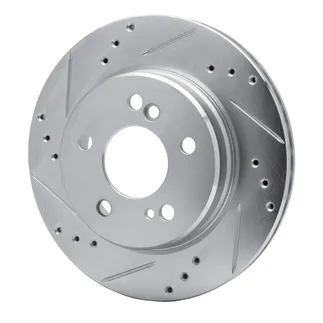 R1 Concepts EDZ-63025L Brake Rotor Drilled and Slotted Silver
